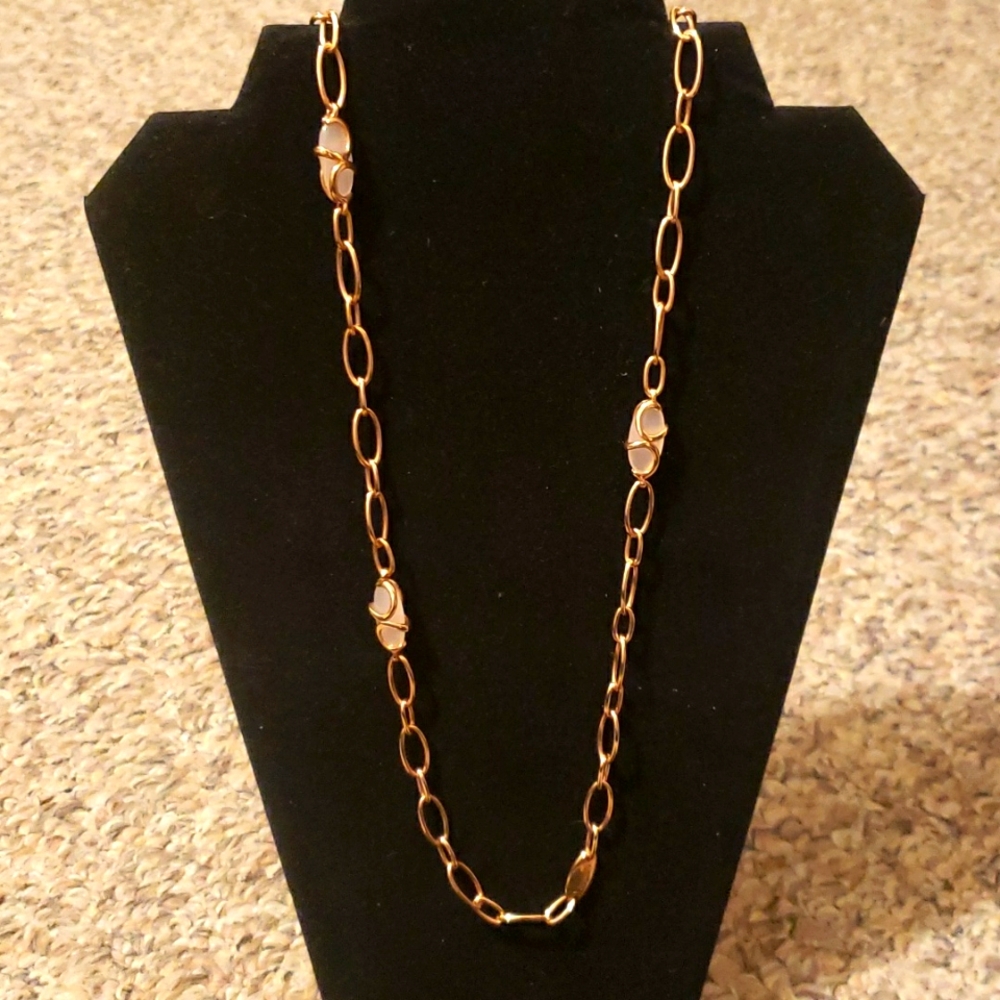 2 Jewels, Faux Pink Jade, Link Rose Gold Necklace